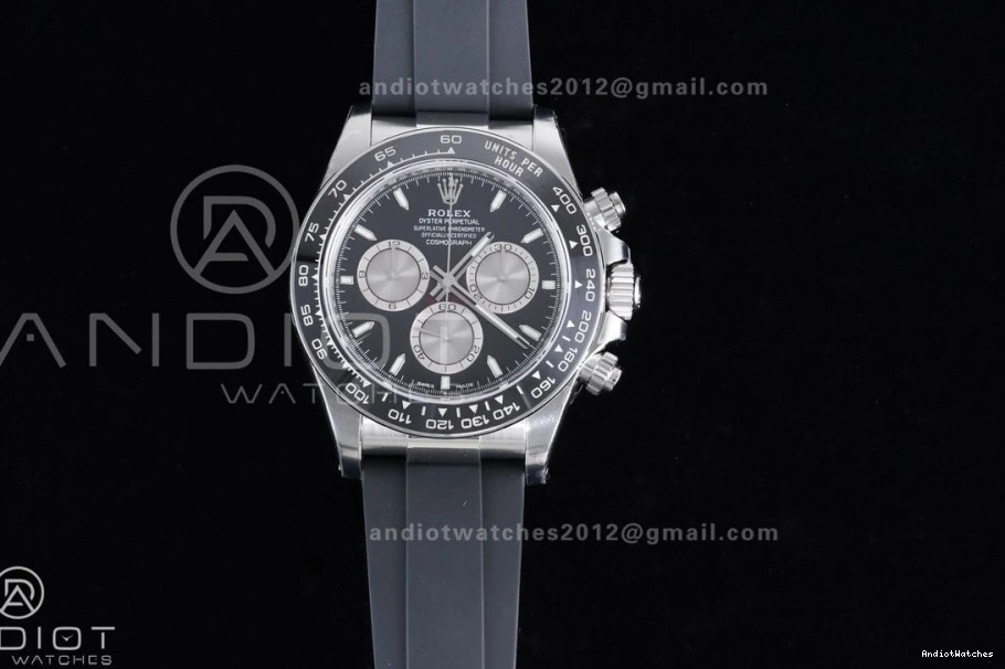 Best 813 Oysterflex V2 Stick 1:1 Daytona Strap Edition 126519 Dial on (Weighted) VSF Silver VS4131 Black Stretchable 0227